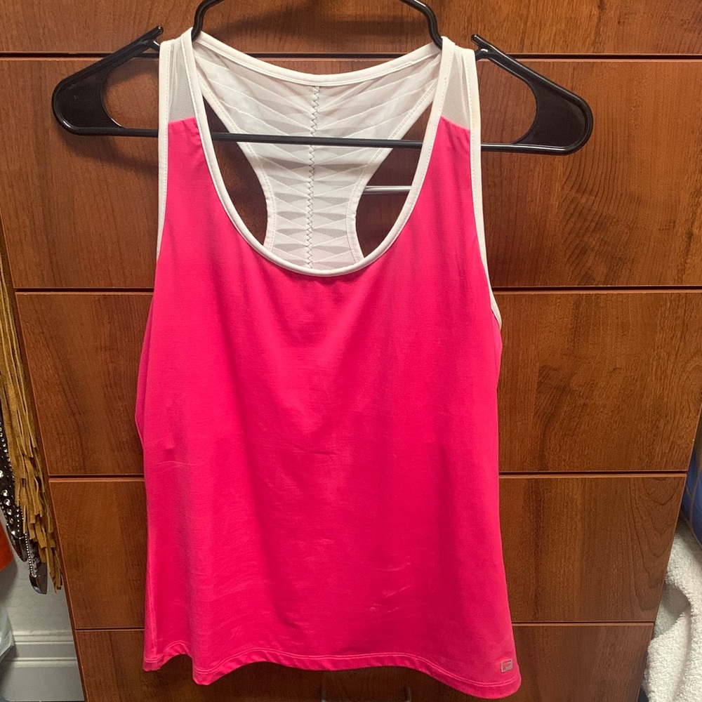 Fila Women's Hot Pink and White Tank Top